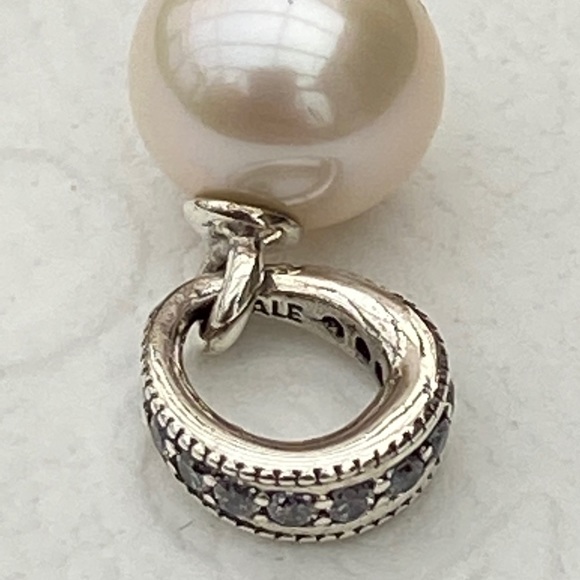 Elegant Beauty White Pearl & CZ Pendant #390393P - Picture 2 of 3